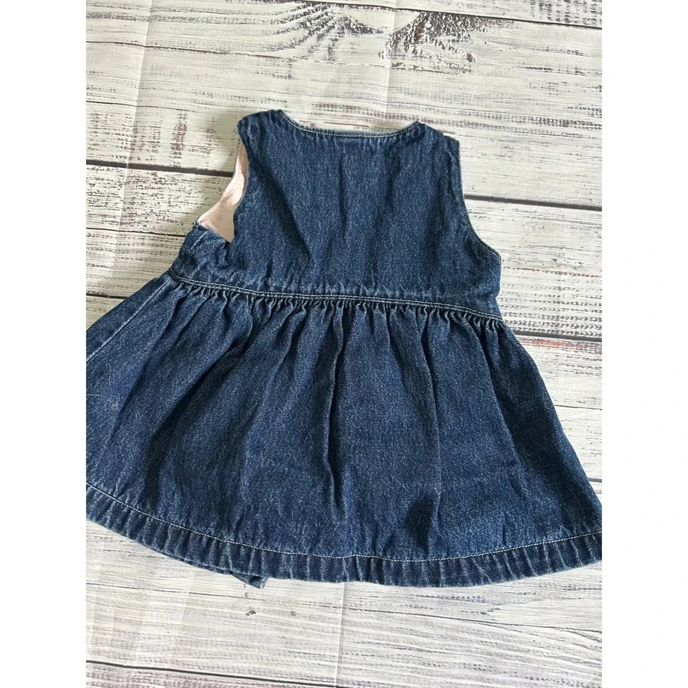Baby OshKosh Denim‎ Dress Kitty Embroidered Pockets 3-6 Months